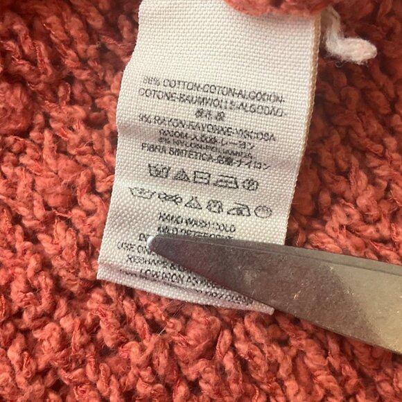 Free People Small Orange Textured Knit Pullover Sweater Chunky Open Knit - Picture 7 of 9